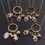 Boys & Girls Charm Necklace with CZ Pendant Football Chain Women Jewelry