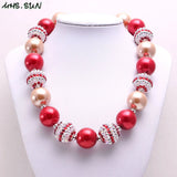 Girls Christmas Style Chunky Beads Necklace Kids Bubblegum Jewelry