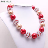 Girls Christmas Style Chunky Beads Necklace Kids Bubblegum Jewelry