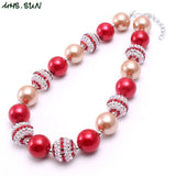 Girls Christmas Style Chunky Beads Necklace Kids Bubblegum Jewelry