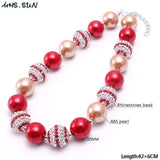 Girls Christmas Style Chunky Beads Necklace Kids Bubblegum Jewelry