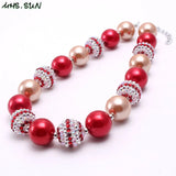 Girls Christmas Style Chunky Beads Necklace Kids Bubblegum Jewelry