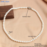 Shell Pearl Necklace Choker Stainless Steel