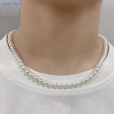 Shell Pearl Necklace Choker Stainless Steel