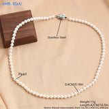 Shell Pearl Necklace Choker Stainless Steel