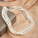 Shell Pearl Necklace Choker Stainless Steel