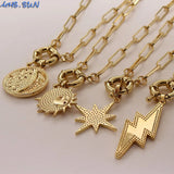 Zircon Lightning/Moon Star Pendant Necklace for Women
