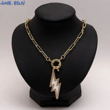 Zircon Lightning/Moon Star Pendant Necklace for Women