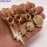 Zircon Lightning/Moon Star Pendant Necklace for Women
