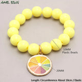 Lemon Slice Heart Cake Beaded Charms Bracelets 4PCS