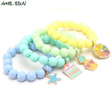 Lemon Slice Heart Cake Beaded Charms Bracelets 4PCS