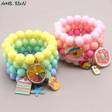 Lemon Slice Heart Cake Beaded Charms Bracelets 4PCS