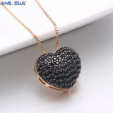 Colorful CZ Heart Pendant Necklace Women Chain Zircon Jewelry Gift