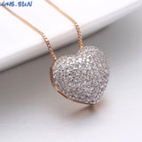 Colorful CZ Heart Pendant Necklace Women Chain Zircon Jewelry Gift