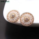CZ Stud Earrings for Women Round Crystal Jewelry Girl Gift