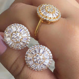 CZ Stud Earrings for Women Round Crystal Jewelry Girl Gift
