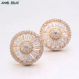 CZ Stud Earrings for Women Round Crystal Jewelry Girl Gift