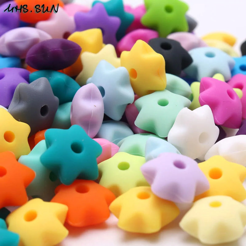 50PCS Mini Star Silicone Teething Beads for Baby Jewelry
