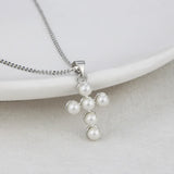 Minimalist Pearl Cross Necklace Golden Plated Chain for Women Men