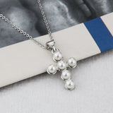 Minimalist Pearl Cross Necklace Golden Plated Chain for Women Men