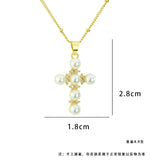 Minimalist Pearl Cross Necklace Golden Plated Chain for Women Men