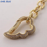 Mosaic Zircon Heart/Round/Cross Pendant Chunky Chain Bracelet