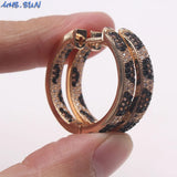 Leopard Style Hoop Earrings With Cubic Zircon for Party Gift