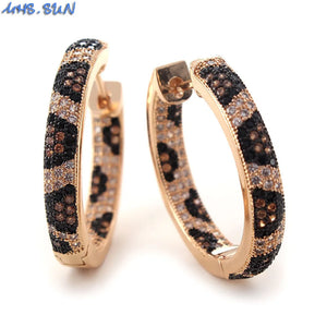 Leopard Style Hoop Earrings With Cubic Zircon for Party Gift
