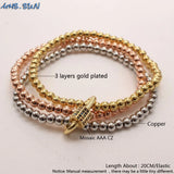 Cubic Zircon Elastic Beaded Bangles 1PC