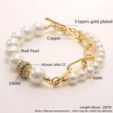 Pearl Beads Chain Bracelets for Women Zircon Ball Party Jewelry
