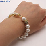 Pearl Beads Chain Bracelets for Women Zircon Ball Party Jewelry