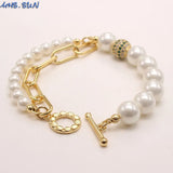 Pearl Beads Chain Bracelets for Women Zircon Ball Party Jewelry