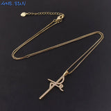 Faith Cross Pendant Necklace Silver CZ Crystal Chain Necklace