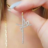 Faith Cross Pendant Necklace Silver CZ Crystal Chain Necklace