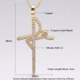 Faith Cross Pendant Necklace Silver CZ Crystal Chain Necklace