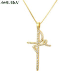 Faith Cross Pendant Necklace Silver CZ Crystal Chain Necklace