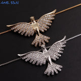Eagle Zircon Pendant Necklace Silver Chain Choker