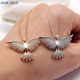 Eagle Zircon Pendant Necklace Silver Chain Choker