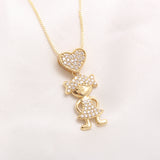 Children Pendant Necklaces AAA CZ Plated Family Jewelry For Women Girl