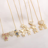 Children Pendant Necklaces AAA CZ Plated Family Jewelry For Women Girl