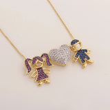 Children Pendant Necklaces AAA CZ Plated Family Jewelry For Women Girl