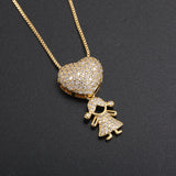 Children Pendant Necklaces AAA CZ Plated Family Jewelry For Women Girl