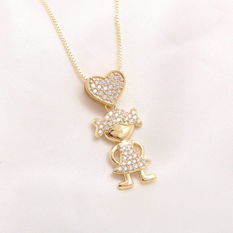 Children Pendant Necklaces AAA CZ Plated Family Jewelry For Women Girl