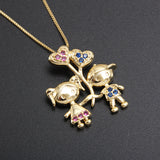 Children Pendant Necklaces AAA CZ Plated Family Jewelry For Women Girl
