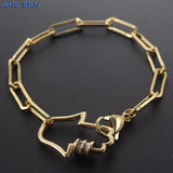 Chunky Chain Bracelet Mosaic Zircon Lightning Pendant