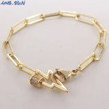 Chunky Chain Bracelet Mosaic Zircon Lightning Pendant