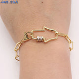 Chunky Chain Bracelet Mosaic Zircon Lightning Pendant