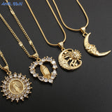 Zircon Virgin Mary Pendant Necklace Hip-hop Choker Evil Eye Jewelry