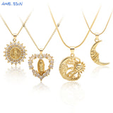 Zircon Virgin Mary Pendant Necklace Hip-hop Choker Evil Eye Jewelry