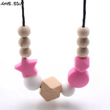 Silicone Wooden Beads Necklace Baby Teething Nursing Necklace
